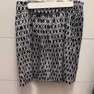 Elegant Navy and White Patterned Skirt with pockets!